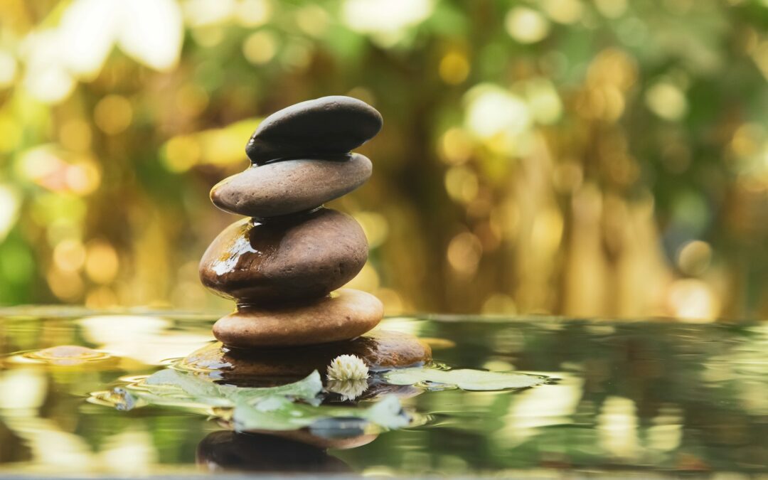 A stack of rocks sitting on top of a table
